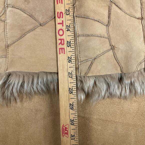 Genuine Shearling Sheepskin Patchwork Penny Lane Coat Sz 38 - Picture 16 of 16